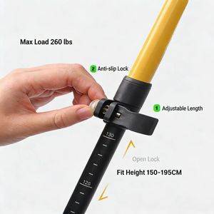 Bâton <span class=keywords><strong>de</strong></span> <span class=keywords><strong>ski</strong></span> alpin léger en alliage d'aluminium <span class=keywords><strong>de</strong></span> 270 g avec poignée antidérapante en EVA, réglable et télescopique pour les sports d'hiver - Product Image 6