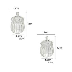 Nouveau Design 200ml 420ml Borosilicate verre Vertical rayé sucre cartouche bonbons stockage des aliments pot en verre avec couvercle - Product Image 2