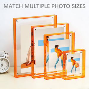 Cadre <span class=keywords><strong>photo</strong></span> double face en acrylique rose pour bureau, écoresponsable, personnalisable, tailles 2x3, 4x6, 5x7, 6x8, bord coloré, fixation murale – Offre Spéciale - Product Image 2
