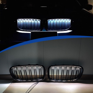 Calandre LED illuminée BMW Série 5 F10, double ligne, entièrement noire, en ABS, compatible avec le pare-chocs avant - Product Image 1