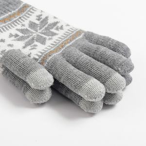 Jacquard Knitted for Touch Screen <b>Gloves</b> for Women Autumn Winter Warm Velvet Thickened Wool Finger <b>Gloves</b> Daily Use - Product Image 3