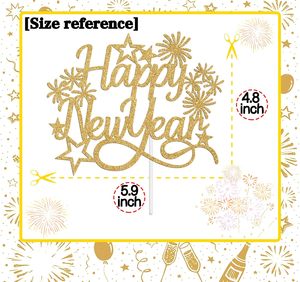 Decorazione per Torta in Carta Glitterata Dorata 'Felice Anno Nuovo' Benvenuto 2025 per Decorazioni di Capodanno/Natale/Feste - Product Image 5