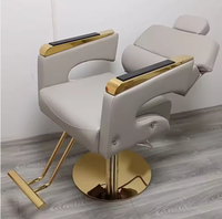 Chaise de barbier multifonctionnelle de luxe noire, inclinable, rotation à 360°, pompe hydraulique professionnelle, salon de coiffure