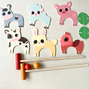 Ensemble <span class=keywords><strong>de</strong></span> <span class=keywords><strong>croquet</strong></span> d'animaux en bois <span class=keywords><strong>de</strong></span> dessin animé pour enfants <span class=keywords><strong>Jeux</strong></span> <span class=keywords><strong>de</strong></span> pelouse amusants pour garçons et filles Jouets et structures <span class=keywords><strong>de</strong></span> plein air - Product Image 2
