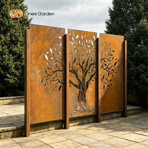 Customized Laser Cut Art Metal <b>Panels</b> Corten Steel Rectangle Garden <b>Screen</b> Rustic Orange Outdoor <b>Decor</b> Ornament Modern Nature - Product Image 4