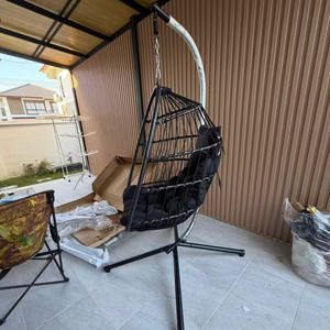 Coussin de chaise suspendue en rotin tressé de style européen pour mobilier d'extérieur, siège de jardin de loisirs, balançoire pliable suspendue - Product Image 2