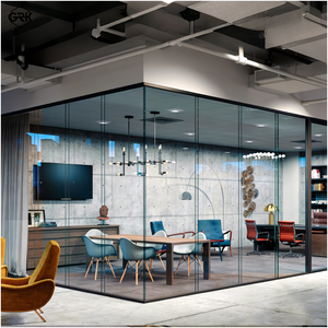 <span class=keywords><strong>Cloison</strong></span> de séparation en verre sans cadre en aluminium moderne de la série Graki Panorama de 108 mm, insonorisation 45 dB, écologique, durable, pour bureau et école - Product Image 3