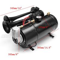 Camion Train Quad 4 Trompette Air Horn Kit Noir 170 PSI 12V 3 Litres Compresseur et Maison 150db