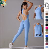 Sportief bodysuit met custom logo, kleurblokken, nylon rits, sneldrogend, naadloos, spaghettibandjes, volledige lengte, kreukherstellend.