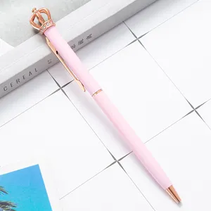أقلام تاج مع شعار مخصص وقلم حبر فاخر من الكريستال وقلم معدني للتاج الملكي والوردي المخصص