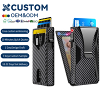 Dompet Lipat Minimalis untuk Pria, Tipis, Anti-RFID, Tempat Kartu Kredit Metal Smart Pop-Up dengan 2 Jendela ID, Muat 8-10 Kartu