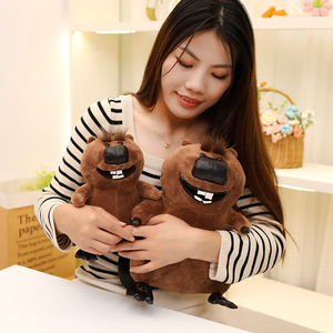 Juguetes de peluche de <span class=keywords><strong>castor</strong></span> con logotipo personalizado, nutrias marrones, castores, ratas, marmotas, muñecos de animales de peluche, cojines decorativos de dibujos animados, regalo al por mayor - Product Image 3