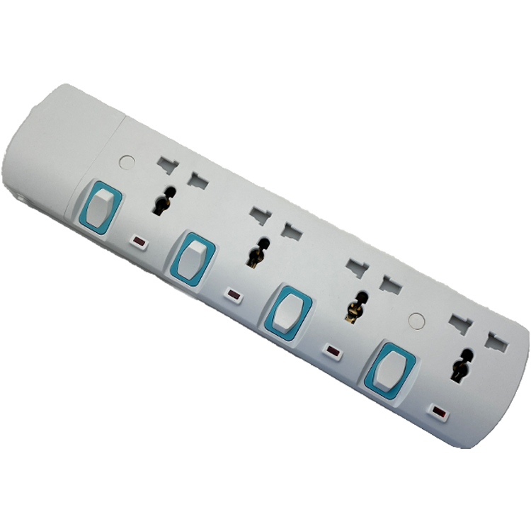 Fashion Design Multi-switch 4-Pin Universal Socket Travel 15A/16A Power Strip Surge Protector Extension Socket