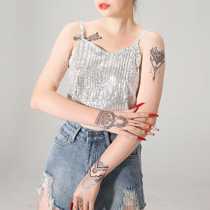 Pochoirs au <span class=keywords><strong>henné</strong></span> <span class=keywords><strong>à</strong></span> une main imperméable <span class=keywords><strong>à</strong></span> l'eau Art indien classique pour homme femme beauté caractéristique temporaire OEM Vente en gros réutilisable DIY - Product Image 6