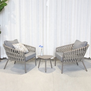 Ensemble de table et chaises de jardin en corde tressée de haute qualité pour l'extérieur, mobilier de patio, ensemble de chaises et table en corde - Product Image 4