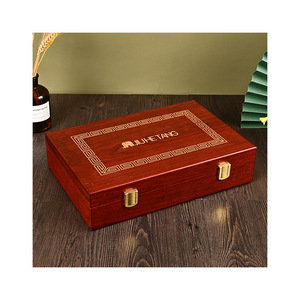 Jiuhe Tang Wooden Gift <b>Box</b> Rectangle <b>Lockable</b> For Tea Dendrobium Sea Cucumber Medicinal Herbs Packaging - Product Image 5