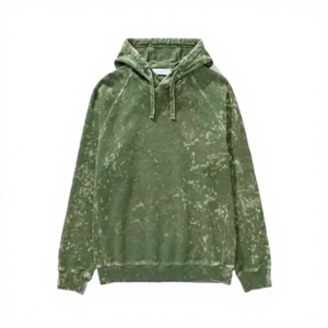 Men's Oversized <b>Tie</b> <b>Dye</b> <b>Hoodie</b> Solid Green Casual Fit French Terry Cotton Pocket Design Autumn Wear OEM Manufacturer - Product Image 1
