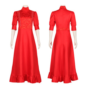 Star's Edge Pearl Red <b>Dress</b> Cosplay Costume Women Movie X Prequel <b>Halloween</b> Outfit - Product Image 4