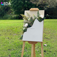 Panneau de bienvenue moderne blanc LEDA, nouveau design, avec décoration florale en métal pour les décorations d'événements