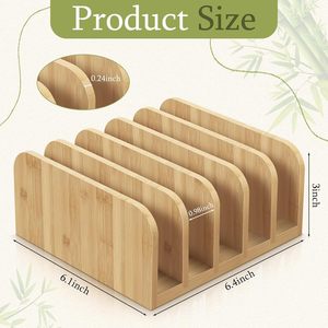Wooden Desktop <b>File</b> Organizer 5 Slots Standing Type For Office Documents Books Stationery <b>Storage</b> Rack - Product Image 3