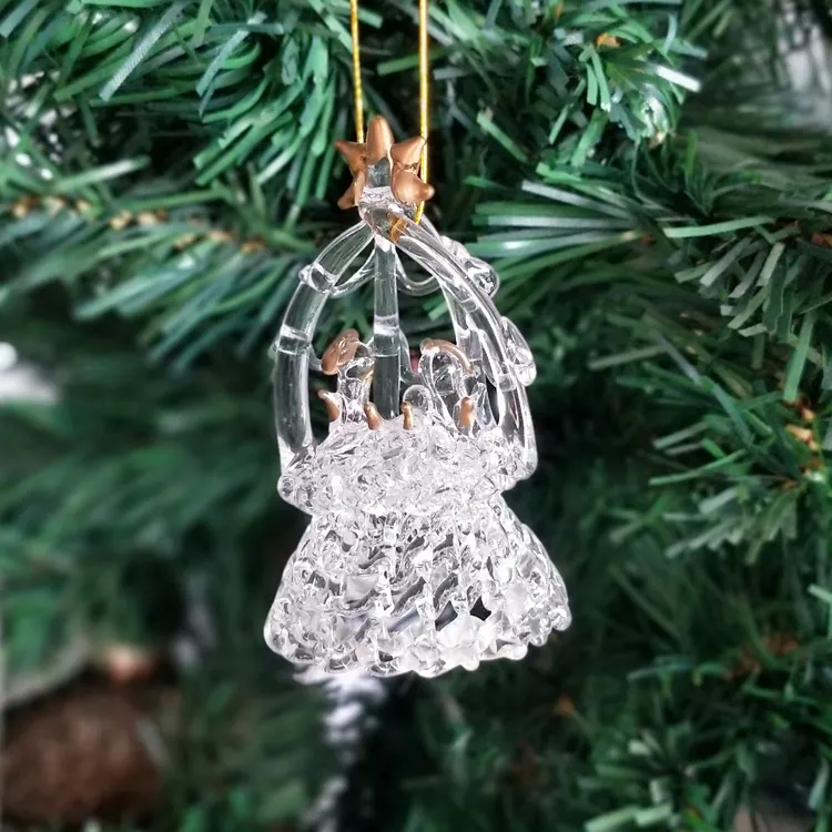 クリスマスデコレーション用の6つのガラスナティビティLED装飾品のセット