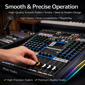 Console de mixage audio professionnelle USB, mixeur audio multicanal avec effets pour enregistrement sur scène et système de sonorisation - Product Image 5