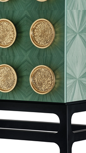 Meuble de rangement moderne, armoire décorative pour entrée, buffet en bois massif, meuble de présentation sculpté, credenza de luxe faite à la main en métal - Product Image 3