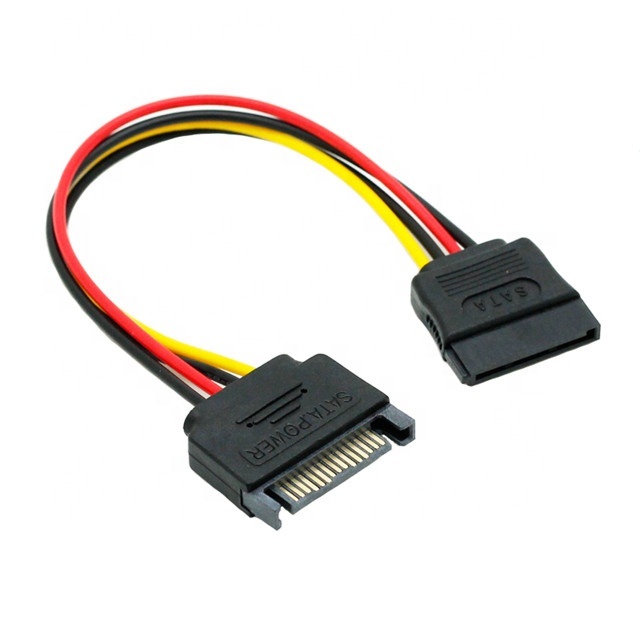 RY Computer Hard Disk 15Pin Sata Core Power Extension Male to Female Sata Cable