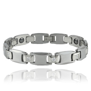 Titanium Steel <b>Bracelet</b> Geometric Bezel <b>Set</b> Diamond Magnetic For Men Women 217009 - Product Image 1