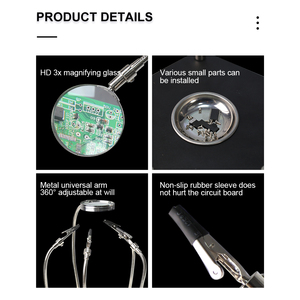 Soldering Helping Hands 4PC <strong>Flexible</strong> Arms 3X <strong>Magnifier</strong> with Clips for PCB IC BGA Repair Welding - Product Image 5