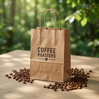 Sac en papier kraft personnalisé de luxe, écologique, pour café, boulangerie, thé de l'après-midi, à emporter, boutique, cadeau, sac fourre-tout, sac à main
