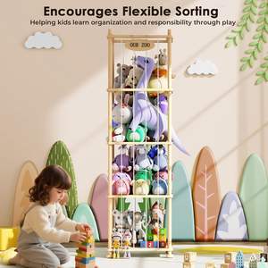 Organisateur de rangement pour animaux en <span class=keywords><strong>peluche</strong></span> pour enfants, étagère de rangement pour jouets en bois de pin massif avec étagères amovibles, grand support pour animaux en <span class=keywords><strong>peluche</strong></span> - Product Image 6