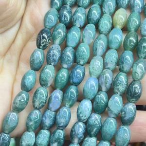 Agata di muschio 6x9MM riso Islam Tasbih parti Misbaha accessori pietre preziose per preghiera perline circa: 380MM/Str - Product Image 3