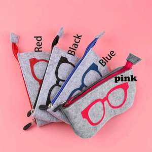 Étui de protection portable en feutre pour lunettes de soleil avec fermeture éclair, vente en gros - Product Image 1