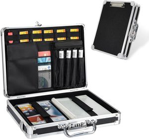 Bền nhôm vali với Key <span class=keywords><strong>clipboard</strong></span> hộp lưu trữ xách tay có thể khóa mang vali với pad chân & góc bảo vệ - Product Image 1