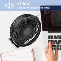 Ventilateur personnel à pince portable de 8 pouces, silencieux, à fort débit d'air, avec batterie de 10000 mAh, pour bureau et chevet
