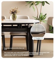 Table à manger extensible en ardoise noire avec cadre carré en bois massif YIHANG, idéale pour les petits espaces domestiques – Approvisionnement direct usine