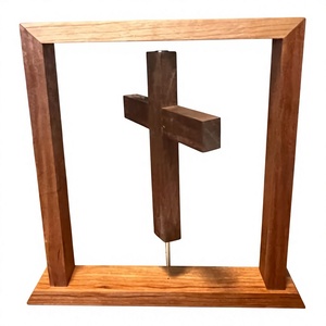 Escultura de Cruz de Madera Rústica AZ ENTERPRISES, Decoración de Pared para Sala de Estar, Bautizo, Arte Religioso, Lavable - Product Image 2