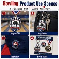 Cadeaux personnalisés pour ligue de bowling, porte-clés en alliage de zinc, épingles de revers, médailles, badges avec logo pour les événements de tournoi