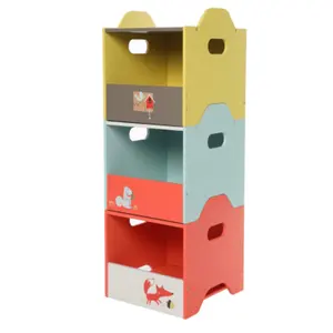 Caja de cubos de almacenamiento de madera, organizador y almacenamiento de juguetes para niños