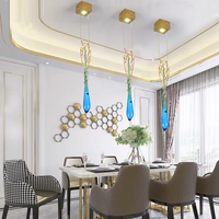 Lámpara de Araña de Cobre Artística, Creativa, Ajustable en Altura, con Cristales Grandes, Estilo Vintage, Moderna, para Vestíbulo de Villa o Escalera