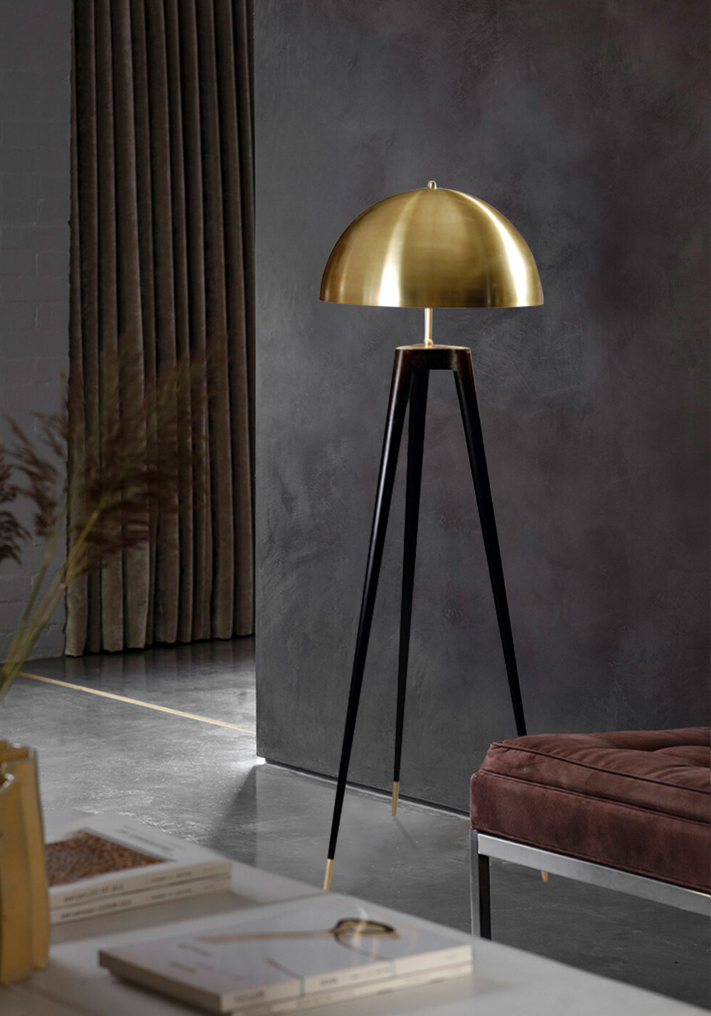 Luxury Tripod Design E27 Led Corner Floor Lamp Modern Gold Floor Lamps For Living Room