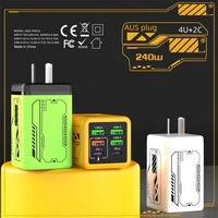 Nuevo Cargador de Pared con 6 Puertos USB Tipo C PD3.0 de 240W, Carga Súper Rápida para Teléfonos Móviles, Enchufe EU/UK/US, Adaptador de Carga Rápida para iPhone 17
