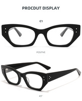 Gafas Clásicas Retro de Acetato con Montura Estrecha de Ojo de Gato, Cómodas, con Montura Completa, para Uso Diario