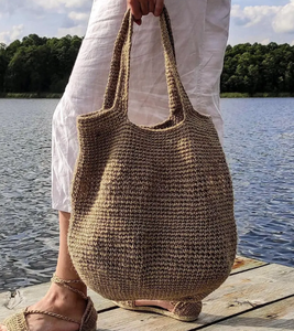 Borsa ecologica in juta all'uncinetto per donna cesto di iuta fatto a mano in vimini da spiaggia borsa estiva regalo per lei - Product Image 1