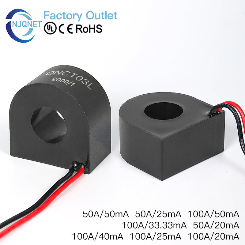 CE ROHS Micro Current Transformer Toroidal CT Price QNCT03L 50A/25mA 100A/50mA 100A/20mA Ring Type Current Sensor Manufacturer