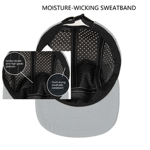 <span class=keywords><strong>Casquette</strong></span> de <span class=keywords><strong>course</strong></span> grise non structurée <span class=keywords><strong>à</strong></span> séchage rapide pour l'été, <span class=keywords><strong>casquette</strong></span> de camping perforée découpée au laser de haute qualité - Product Image 5