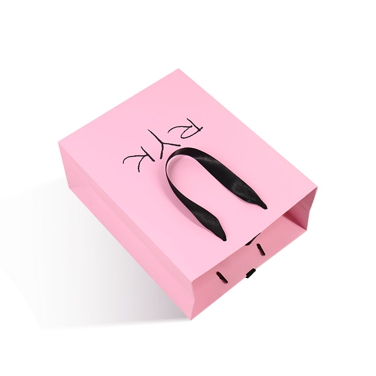 Custom Size Wholesale Price Gift Shopping Matt Pink Paper Bag With Custom Print Logo