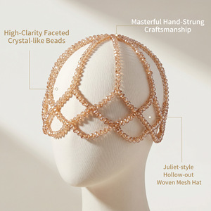 Serre-tête vintage style Charleston avec filet à cheveux orné de cristaux étincelants, <span class=keywords><strong>accessoire</strong></span> de coiffure pour mariage et bal de promo pour <span class=keywords><strong>femme</strong></span> - Product Image 1