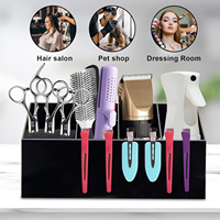 maßgeschneidert schwarz acryl salon barbier organizer station haarbürste kammhalter mit 6 fächern
